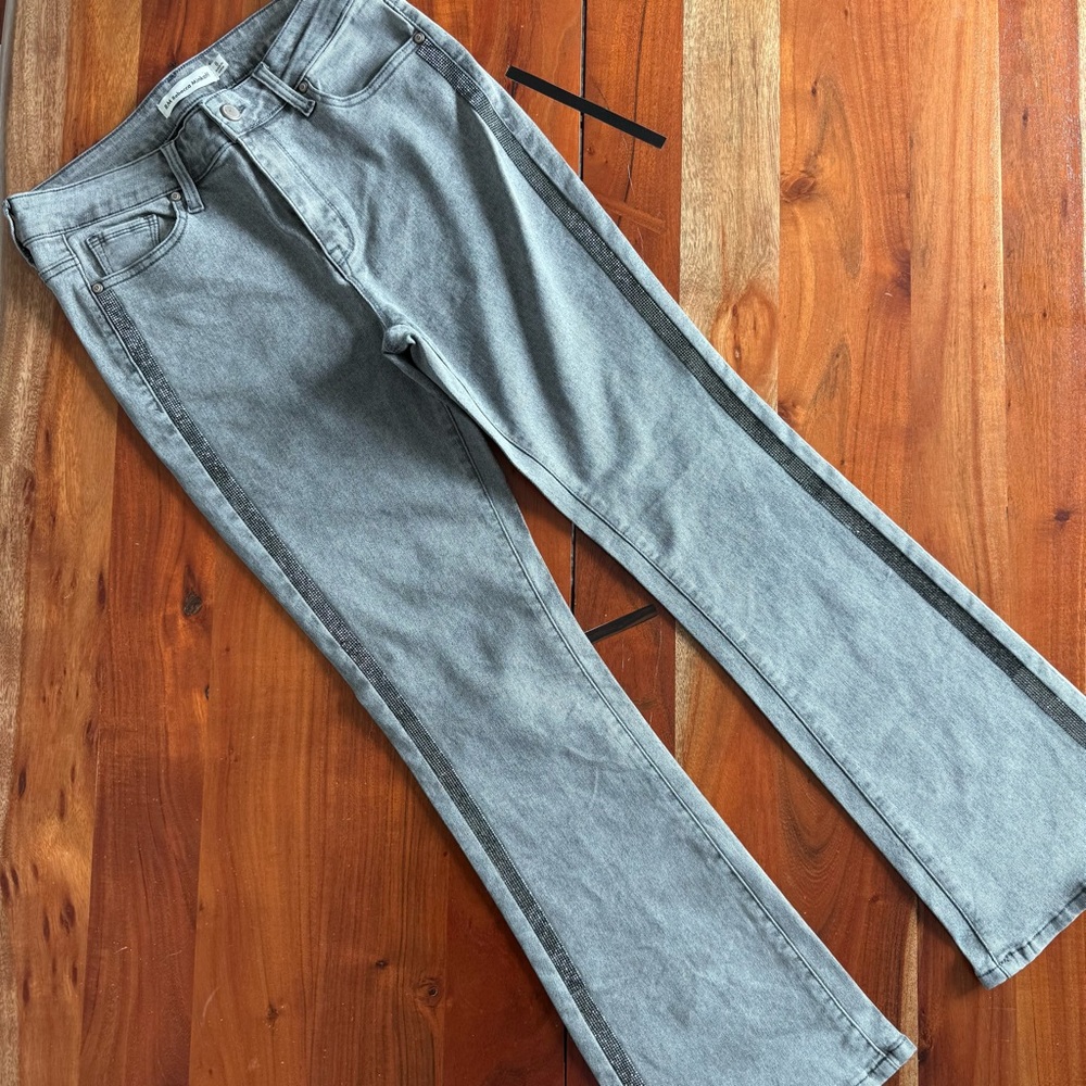 Rebecca Minkoff Charcoal Denim With Studded Tuxedo Stripes Down the Sides